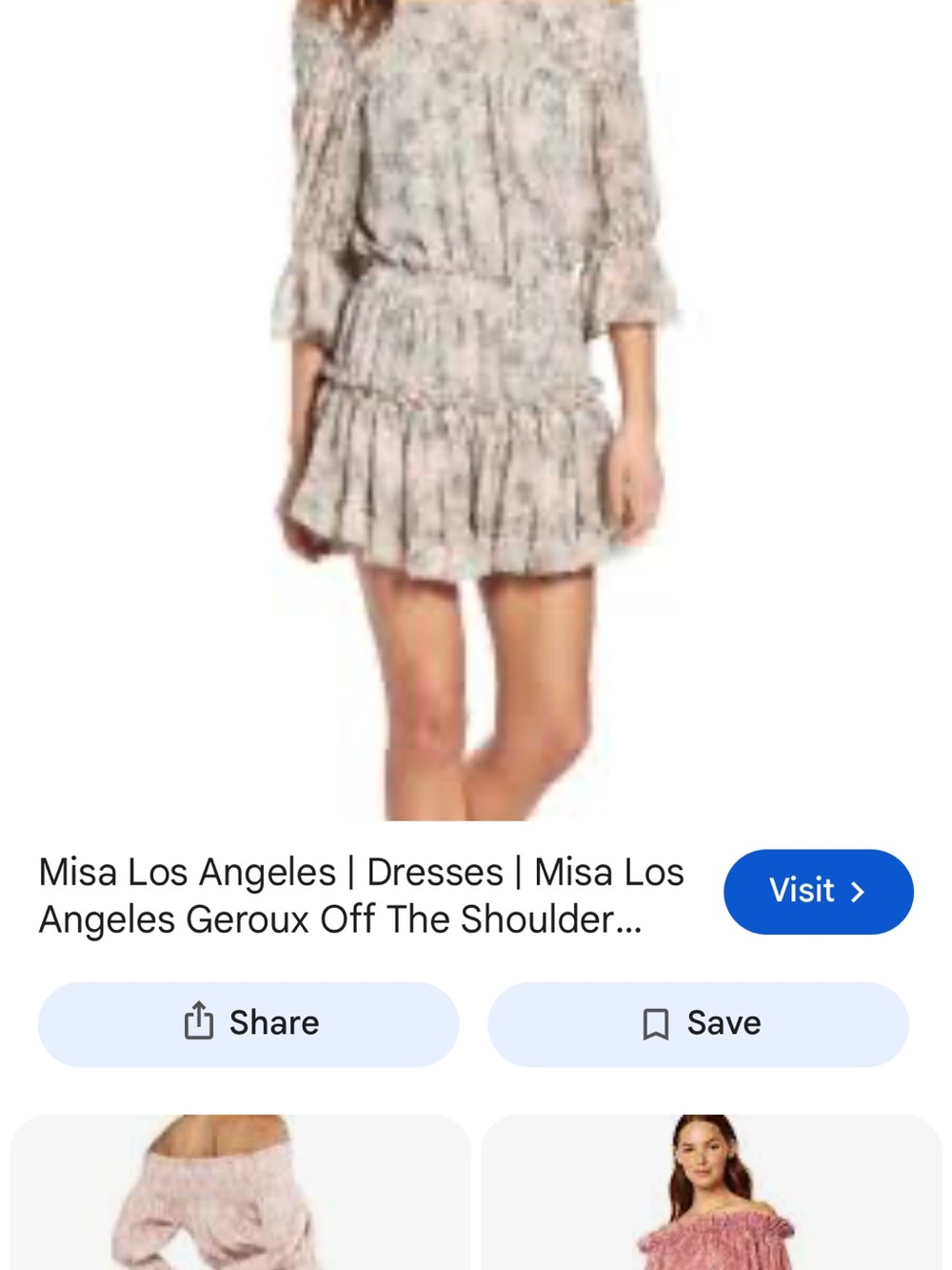 Misa Los Angeles Off-Shoulder Floral Mini Dress in Blush and Cream